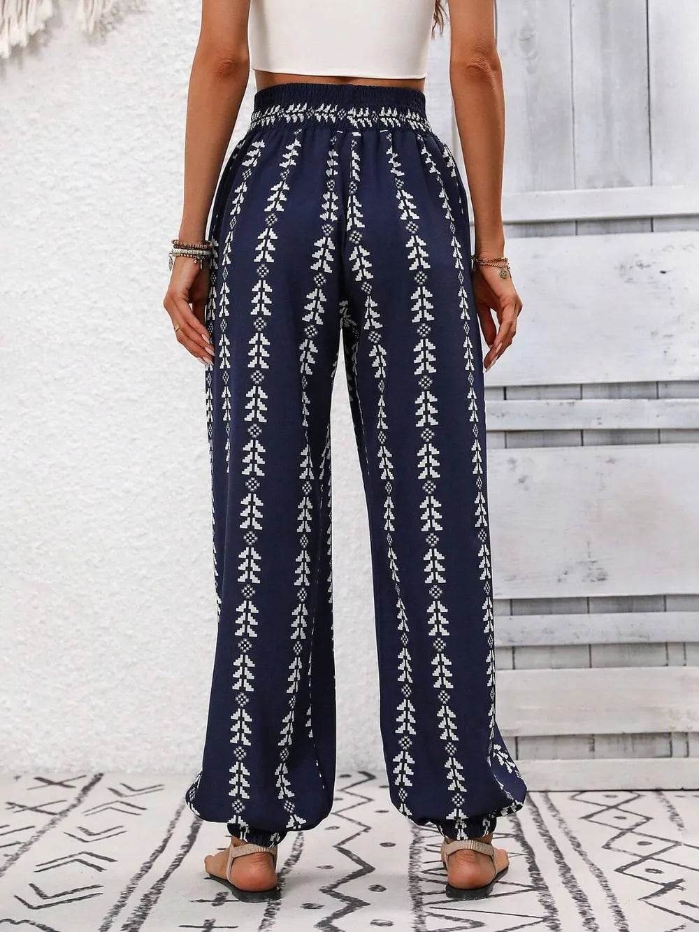Tied Printed High Waist Pants Trendsi 961c15ff-1985-436e-bae7-800fce0a684e-Max