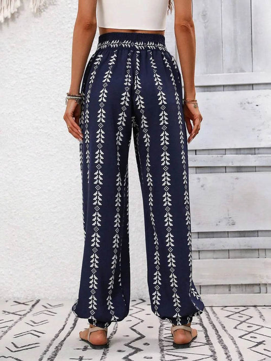 Tied Printed High Waist Pants Trendsi 961c15ff-1985-436e-bae7-800fce0a684e-Max
