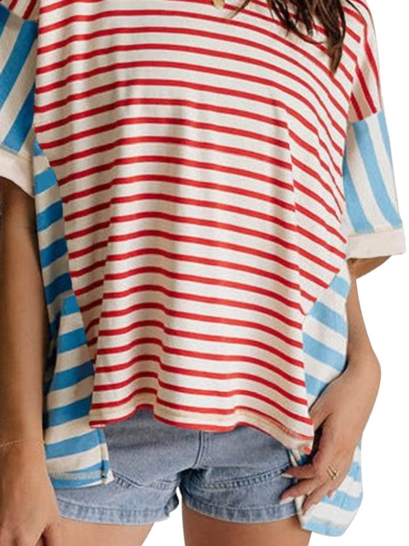 Colorful Striped Oversized T-Shirt Trendsi 962c63a1-05d8-409f-8dfe-d687f5de2d1a-Max-Origin
