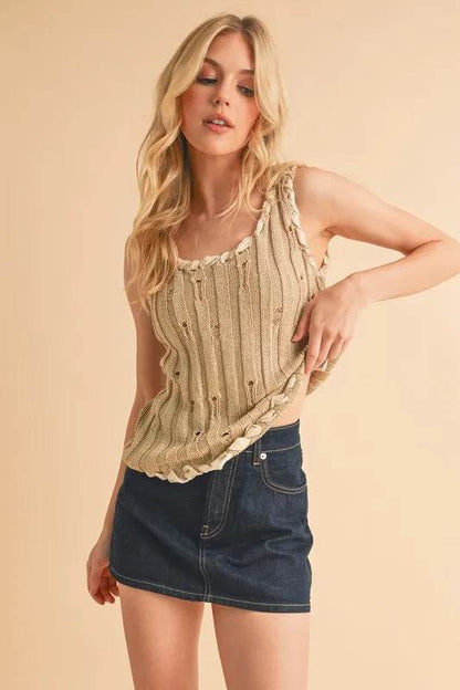 Aemi+Co Distressed Detail Round Neck Knit Tank Trendsi 9684469c2c9e4863a6dc4157f07d537e-Max-Origin