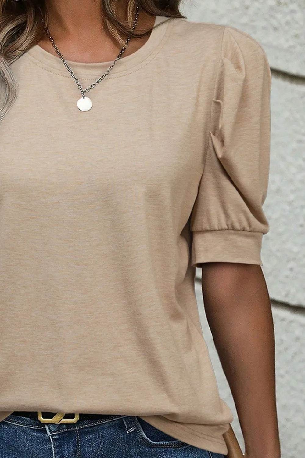 Round Neck Puff Sleeve Casual T-Shirt Trendsi 968be90b-fcbe-41d0-a17e-c37156af78de-Max-Origin
