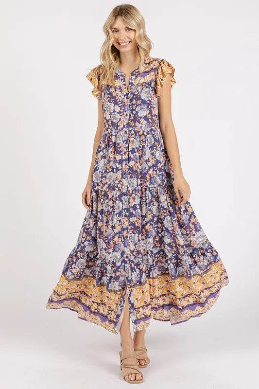 Mittoshop Floral Ruffled Notched Cap Sleeve Maxi Dress Trendsi 96940877-0135-40c3-a043-fcdef5da3ce6-Max