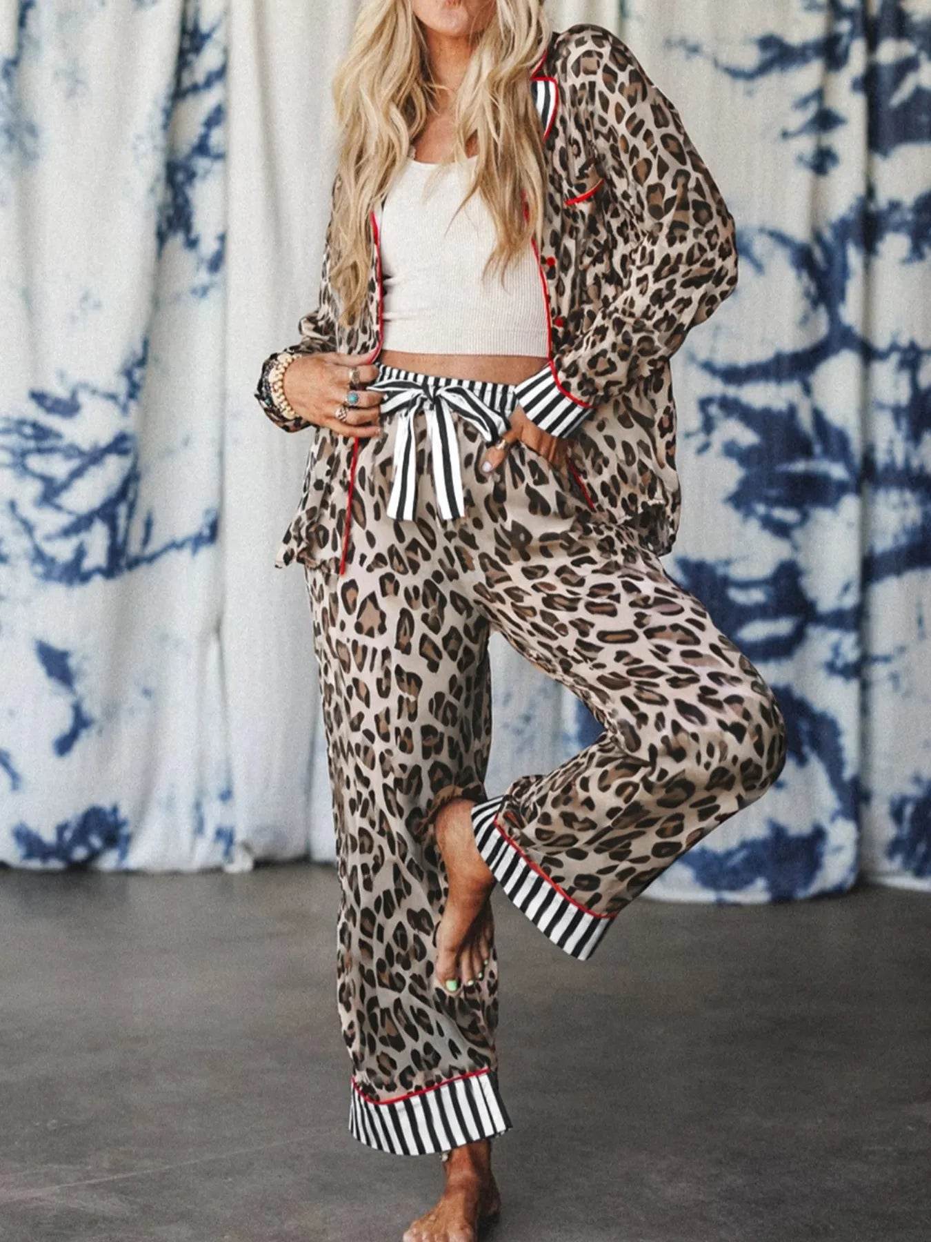 Leopard and Striped Trim Shirt and Pants Set Leopard Trendsi 969524c2-4b2f-4698-9e84-749b2b230b5a-Max-Origin