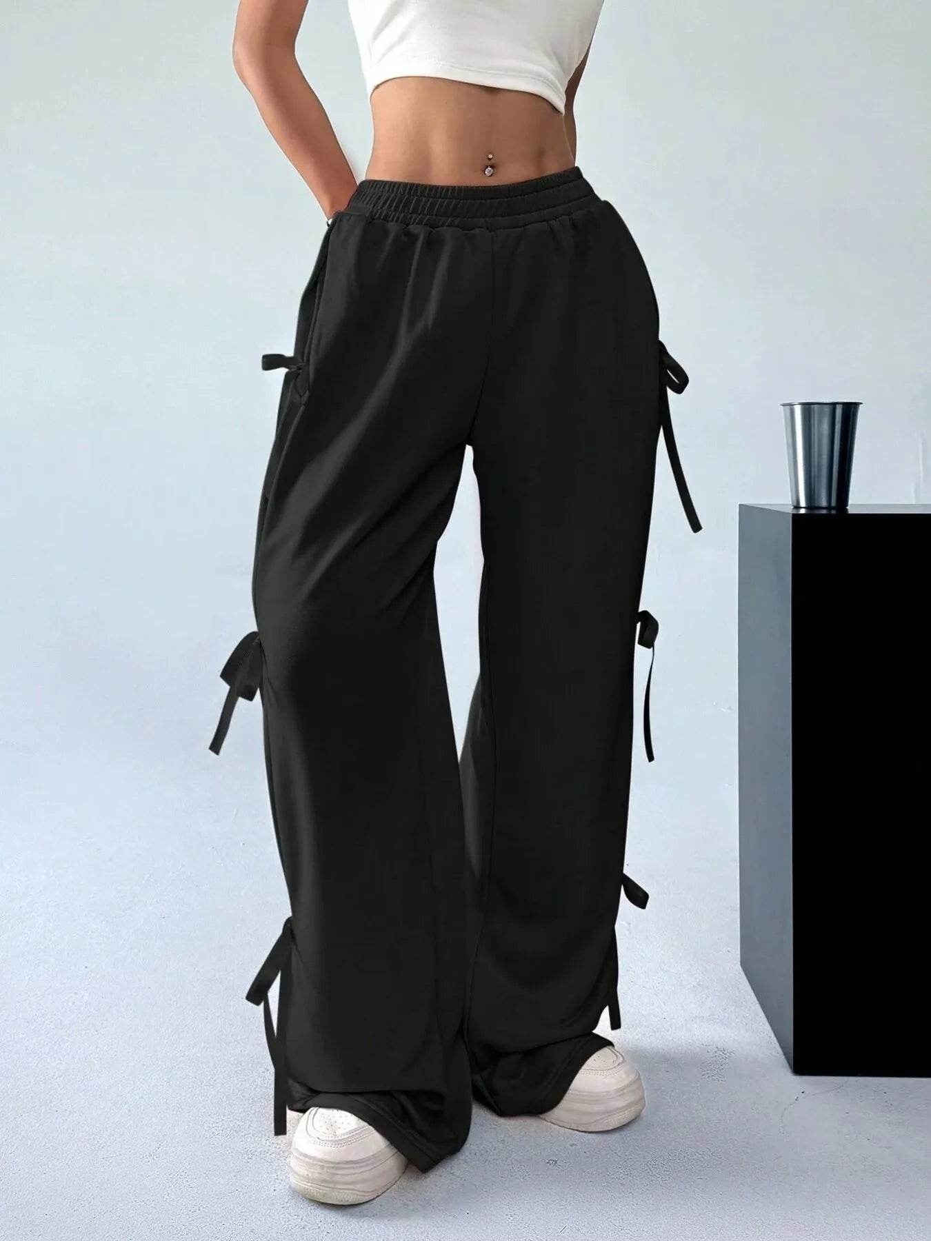 Cargo Wide Leg Pants with Side Tie Details Trendsi 96b99fbdfaf14d94bdde458fc8f9f047-Max-Origin