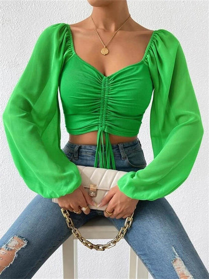 Drawstring Sweetheart Neck Cropped Top Mid Green Trendsi 96d57cc8cd564f9d83ea8bc8ca56f677-Max