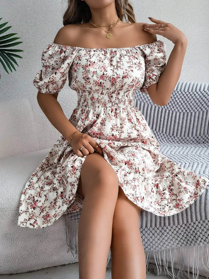 Ruffled Hem Floral Puff Sleeve Dress Cream Trendsi 96e31caf-c72b-4870-ac06-fa0fddcf05d2-Max-Origin