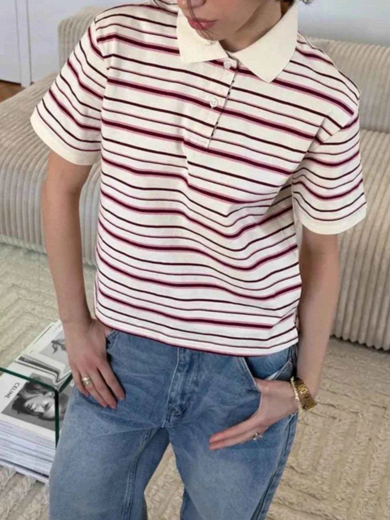 Striped Polo T-Shirt with Contrast Collar Trendsi 96f0686d-3c6e-4e74-a995-5d4198aaa7cf-Max-Origin