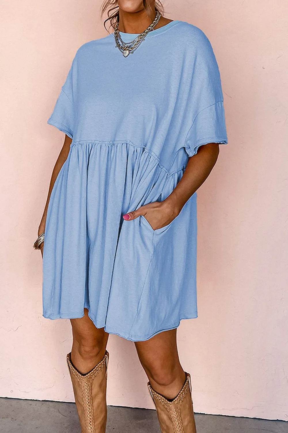 Round Neck Half Sleeve Mini Tee Dress Trendsi 96f42e4f-44c6-4388-9ff1-a1ac23d5d408-Max-Origin