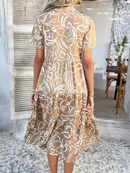 Devine Printed Johnny Collar Button Down Short Sleeve Midi Shirt Dress Trendsi 96faa55a-feee-4410-a82c-d708d74dd3ae-Max