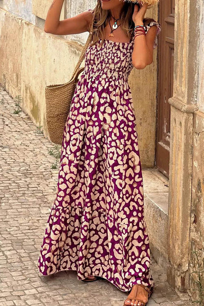 Ruffled Printed Wide Strap Dress Burgundy Trendsi 970afe0b-c363-43ec-aacf-9eafe9bc23fc-Max