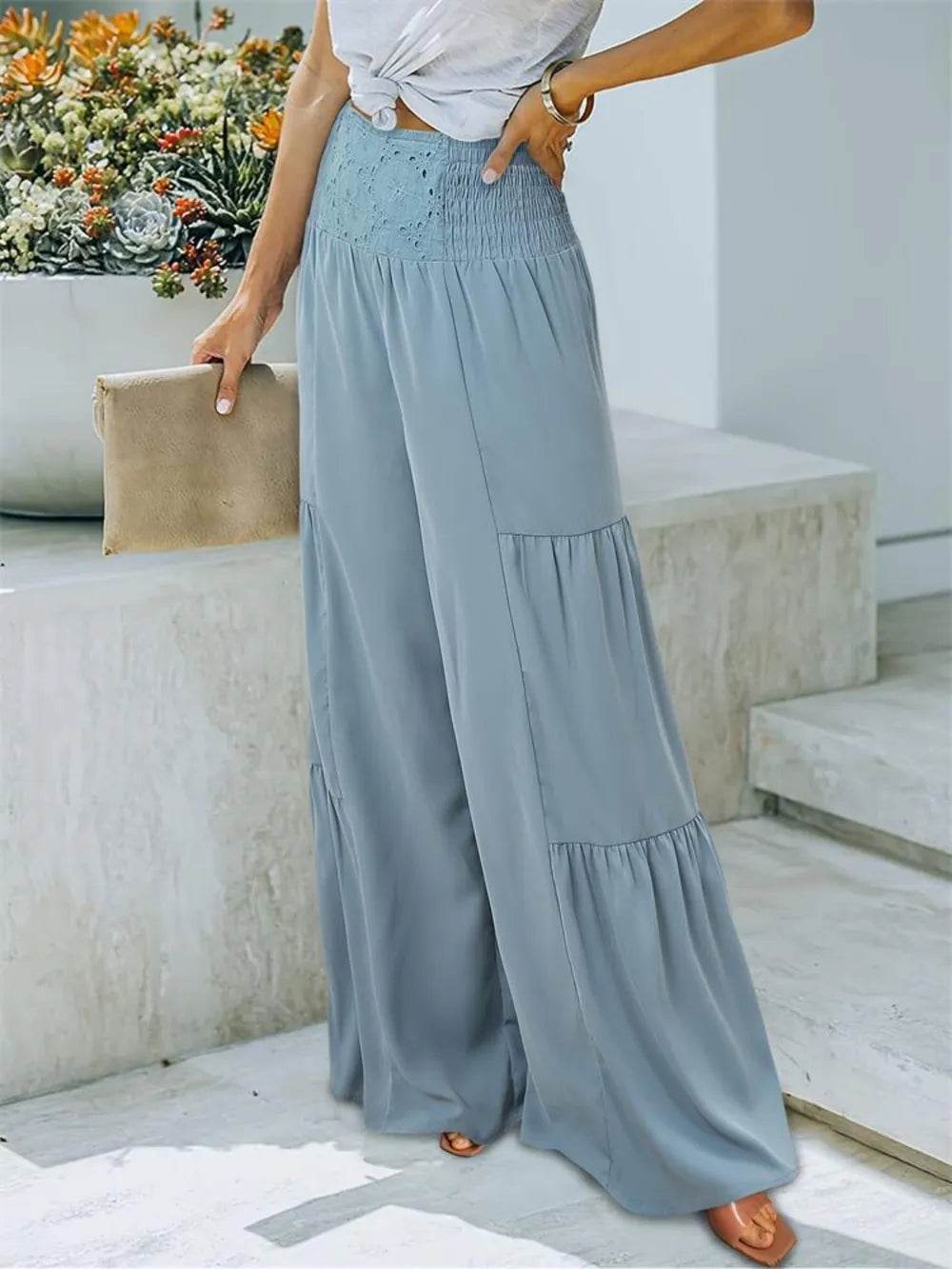 Smocked High Waist Pants Trendsi 975b8d42-2e37-4434-8a15-27538e81294b-Max