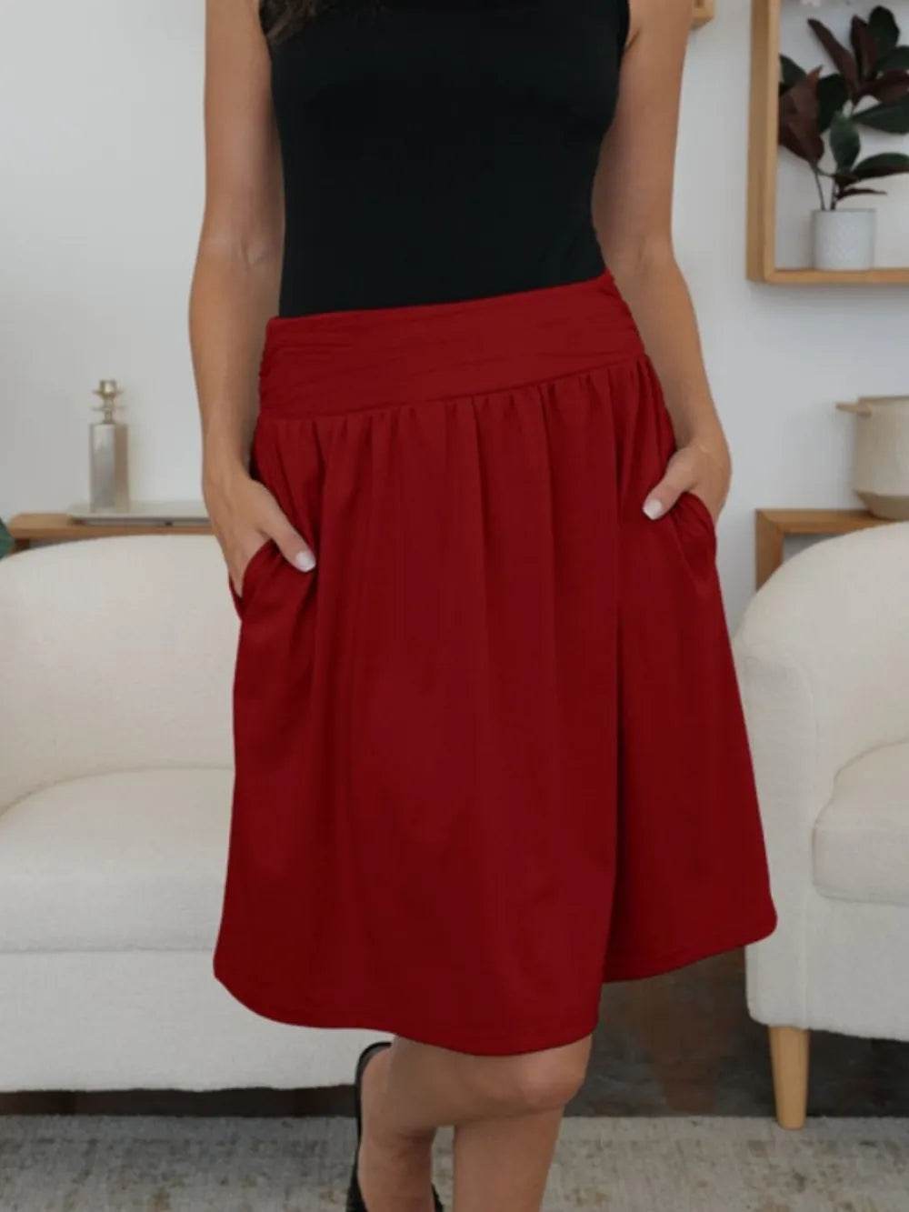 FAM-FAM Elastic Waist Skirt with Pockets Trendsi 978b527e-c6c1-458d-9c4c-c9bd92326973-Max