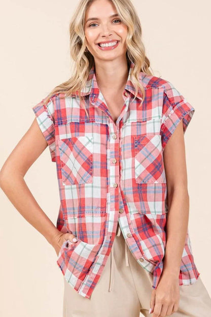 Mittoshop Mineral Wash Plaid Button Down Shirt Red Trendsi 979c9fd0-d05b-48fc-8245-25ca8d00f697-Max