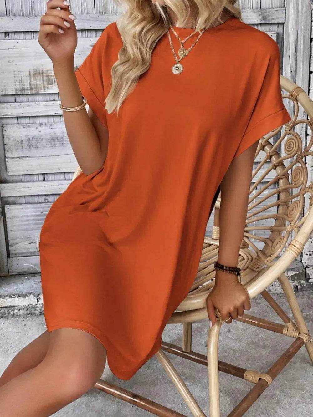 Pocketed Round Neck Short Sleeve Dress Trendsi 97a4bb3e-8774-46a9-966e-8d39796867ba-Max