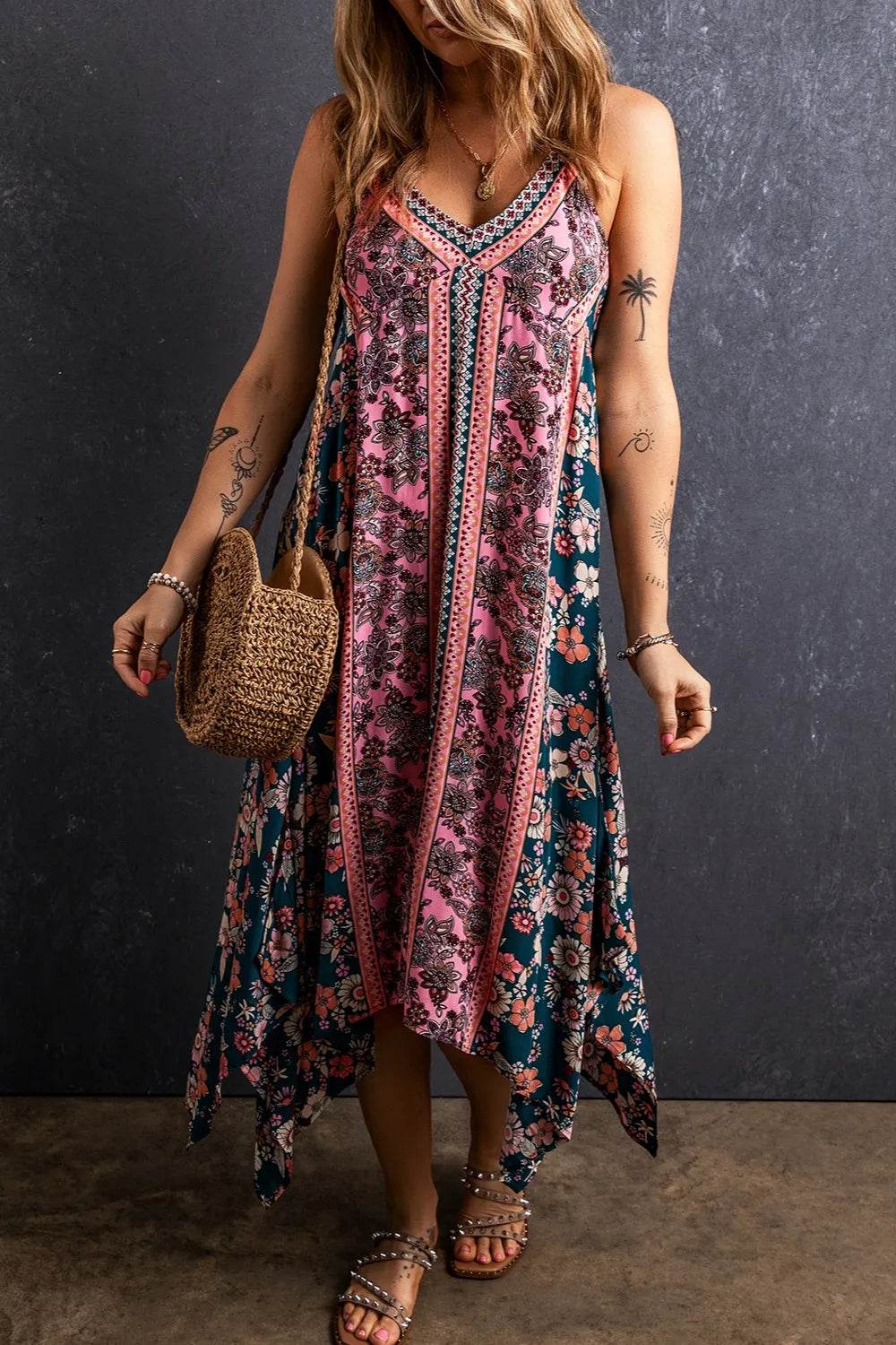 Printed V-Neck Midi Cami Dress Multicolor Trendsi 980e33e1-b4aa-451b-ac7d-68ba5fbd54f1-Max