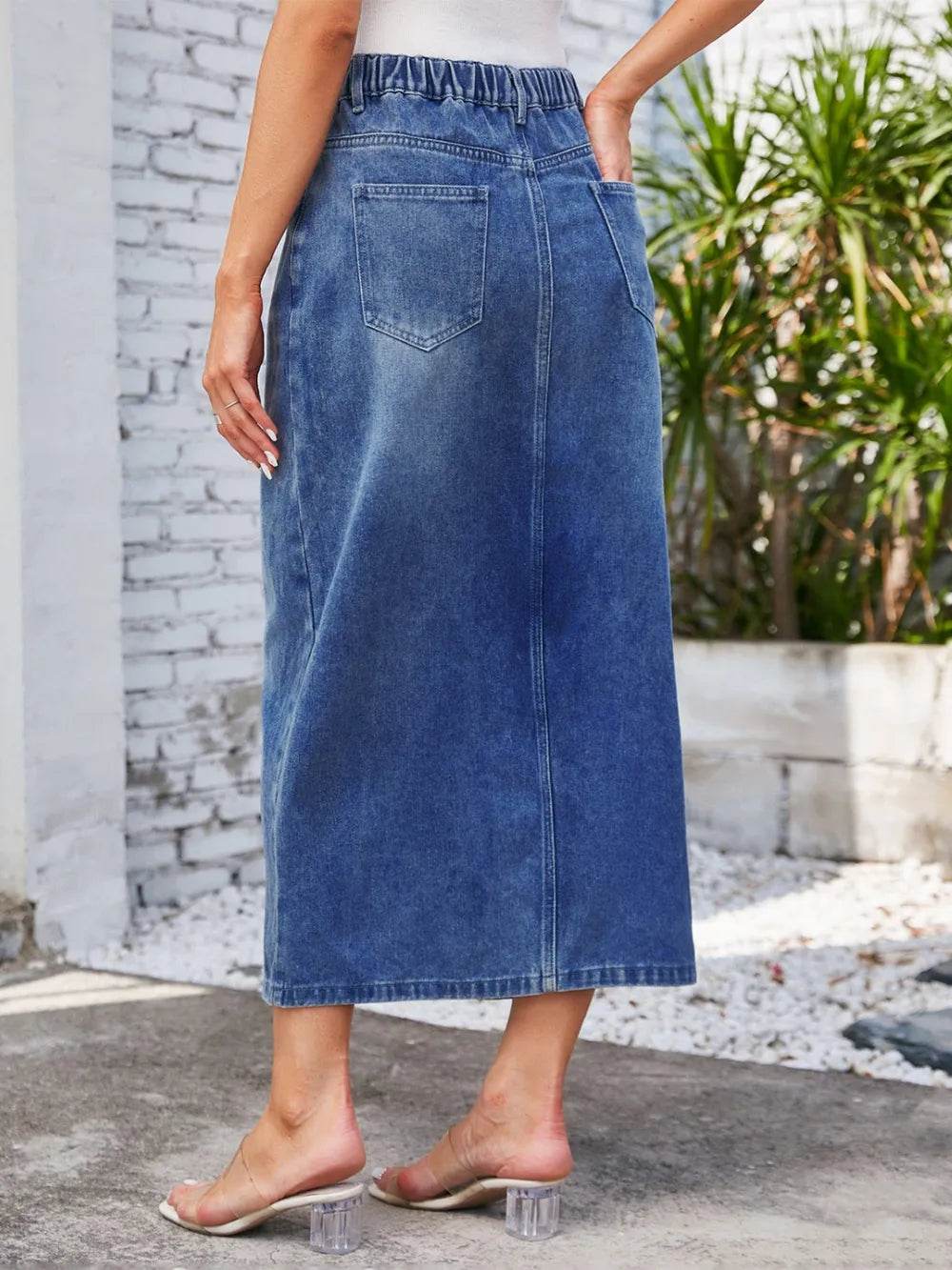Slit Midi Denim Skirt with Pockets Trendsi 984e196b-d081-44ee-acc7-3c754f461bbe-Max