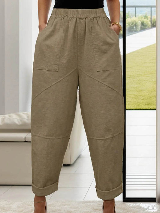 Elastic Waist Pants with Pockets Taupe Trendsi 989414a2-f142-4ad9-b481-21a838ec5d9a-Max