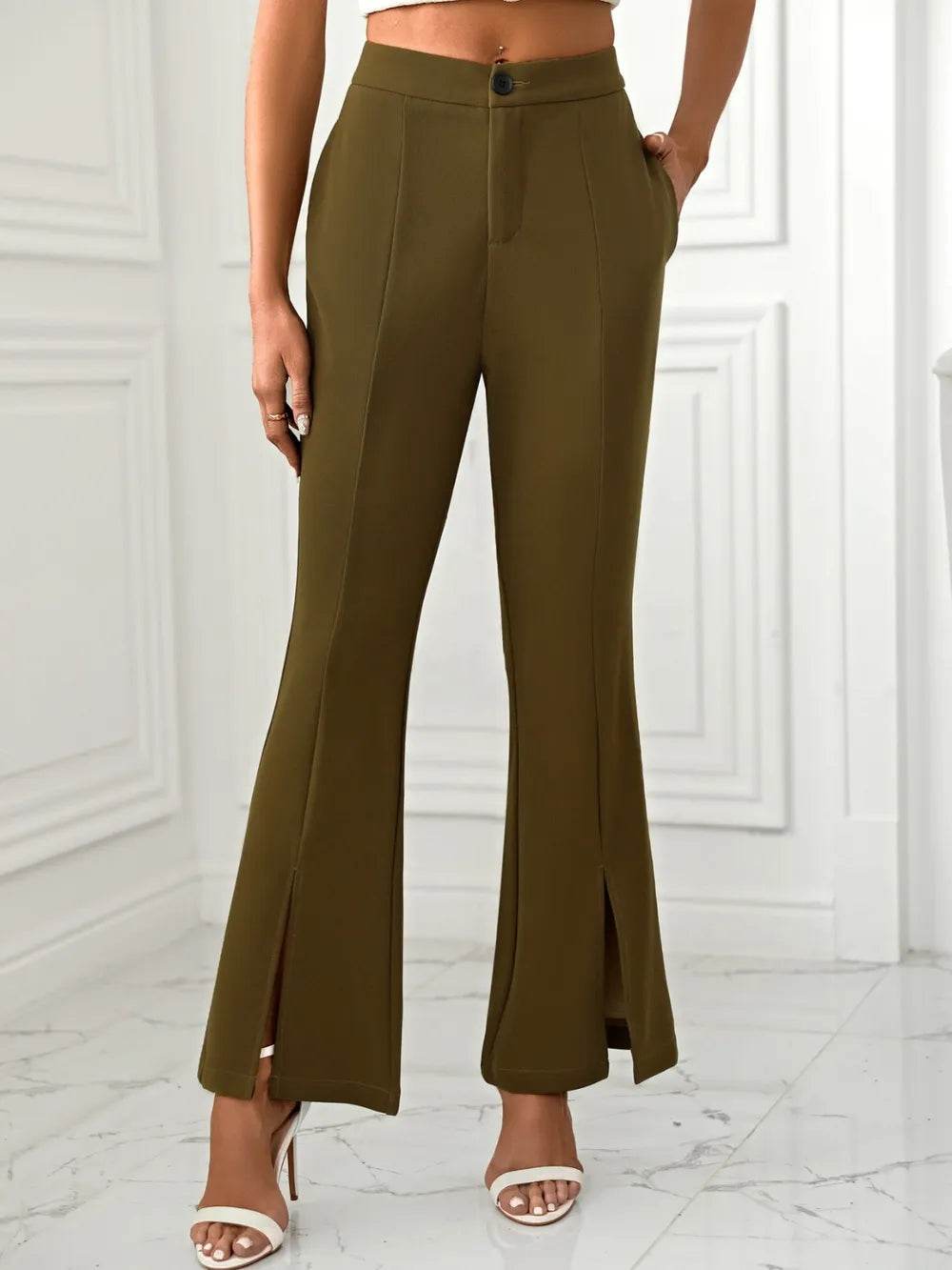 Slit Flare Pants with Pockets Trendsi 98b8b6af-5cad-4804-b60f-4455692b79f6-Max