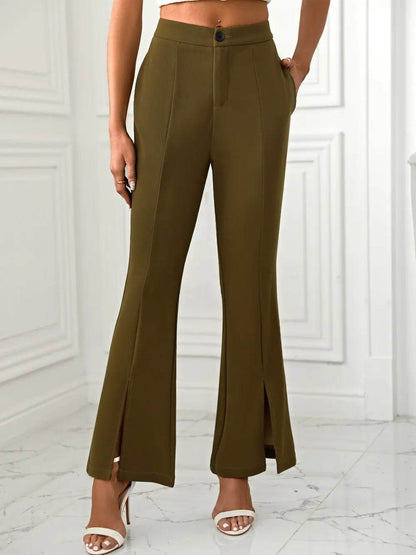 Slit Flare Pants with Pockets Trendsi 98b8b6af-5cad-4804-b60f-4455692b79f6-Max