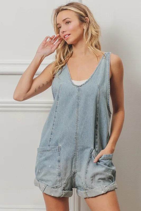BiBi Folded Hem Vintage Washed Denim Overalls Light Trendsi 98c3058f-9d63-4fb8-822c-3051467d4eb4-Max