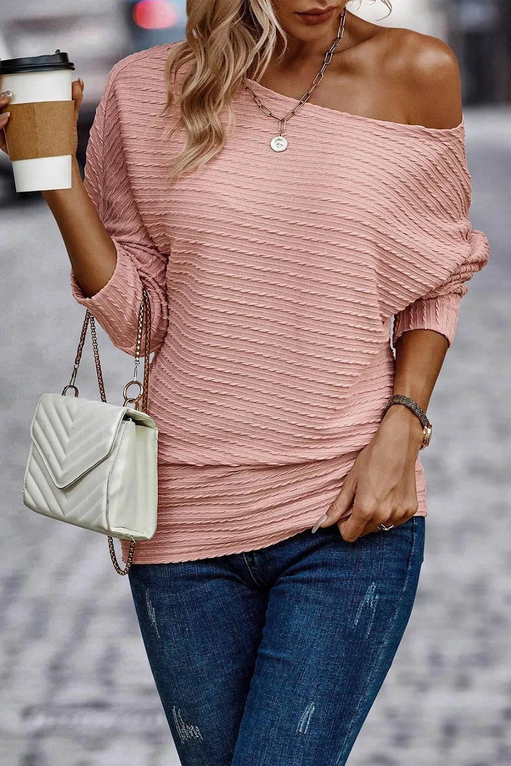 Texture Round Neck Long Sleeve Top Trendsi 98ca92537fe94c7798d578d9e240bbf9-Max