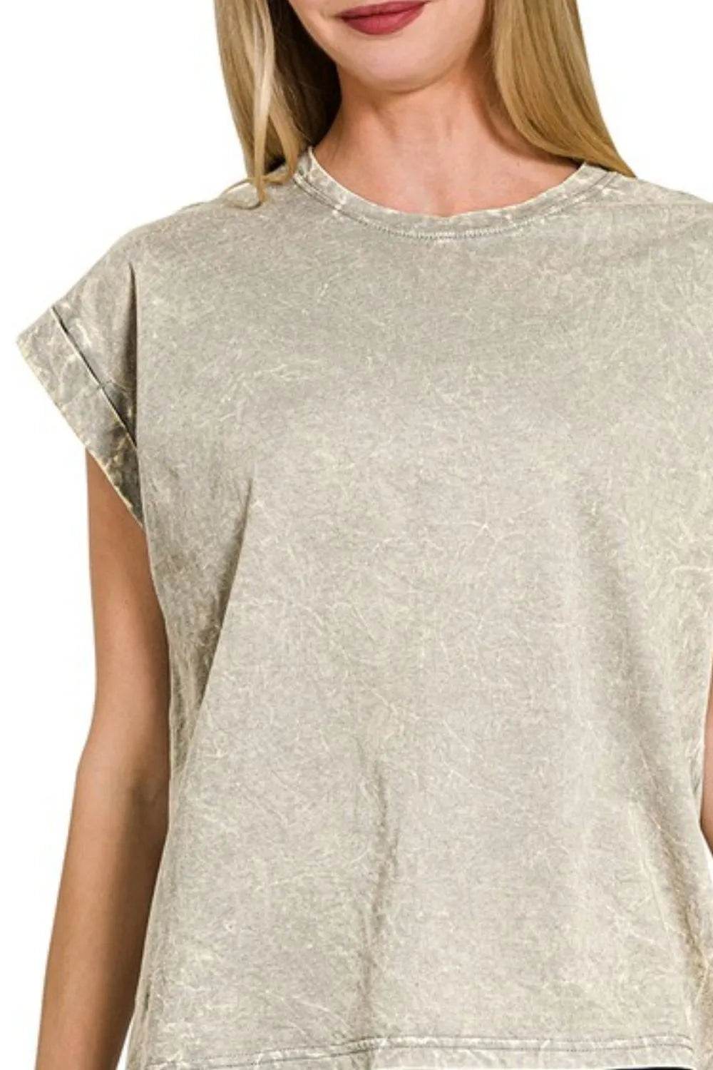 Zenana Crinkle Washed Round Neck Folded Short Sleeve Tee Trendsi 98ef92aa-148b-4d89-ae09-facbe18175ae-Max-Origin