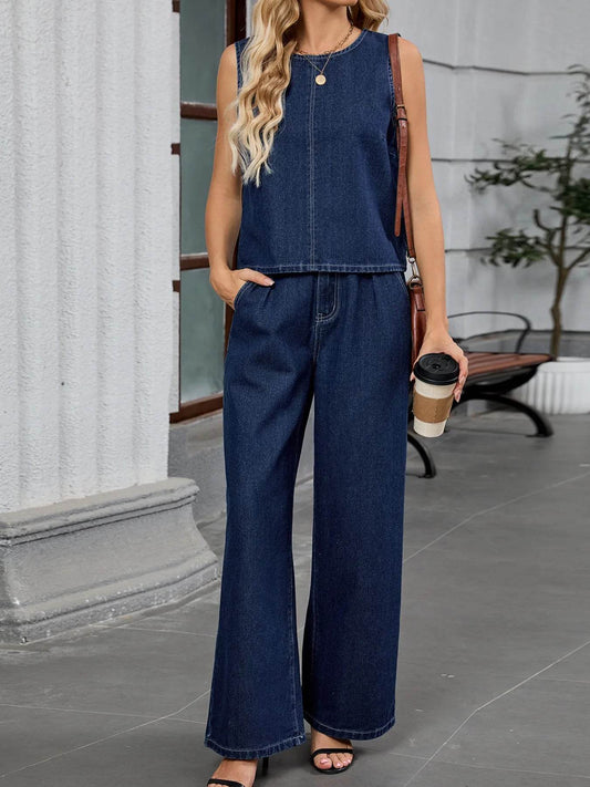 Round Neck Tank and Pants Denim Set Trendsi 99199e33d2d044718ebf896ccb2b8302-Max-Origin