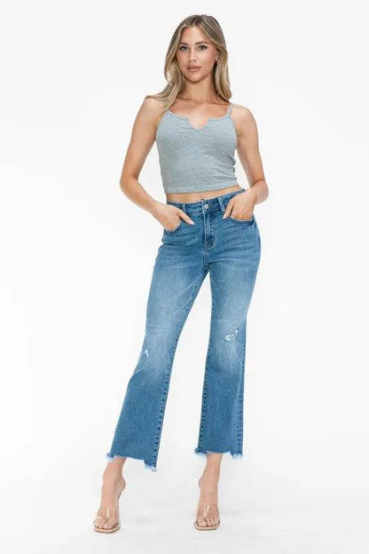 bytos Raw Hem Distressed Mid Rise Crop Jeans Medium Trendsi 997183e7-6d13-4db5-a270-c45407d03049-Max