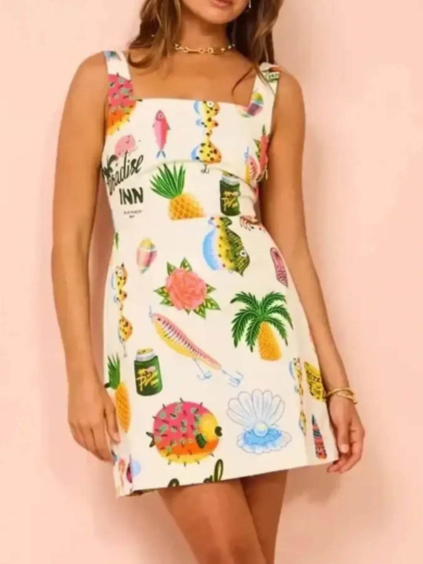Printed Square Neck Summer Mini Dress Trendsi 99d4c448-f6c9-4c15-b08b-a16433beac9c-Max-Origin