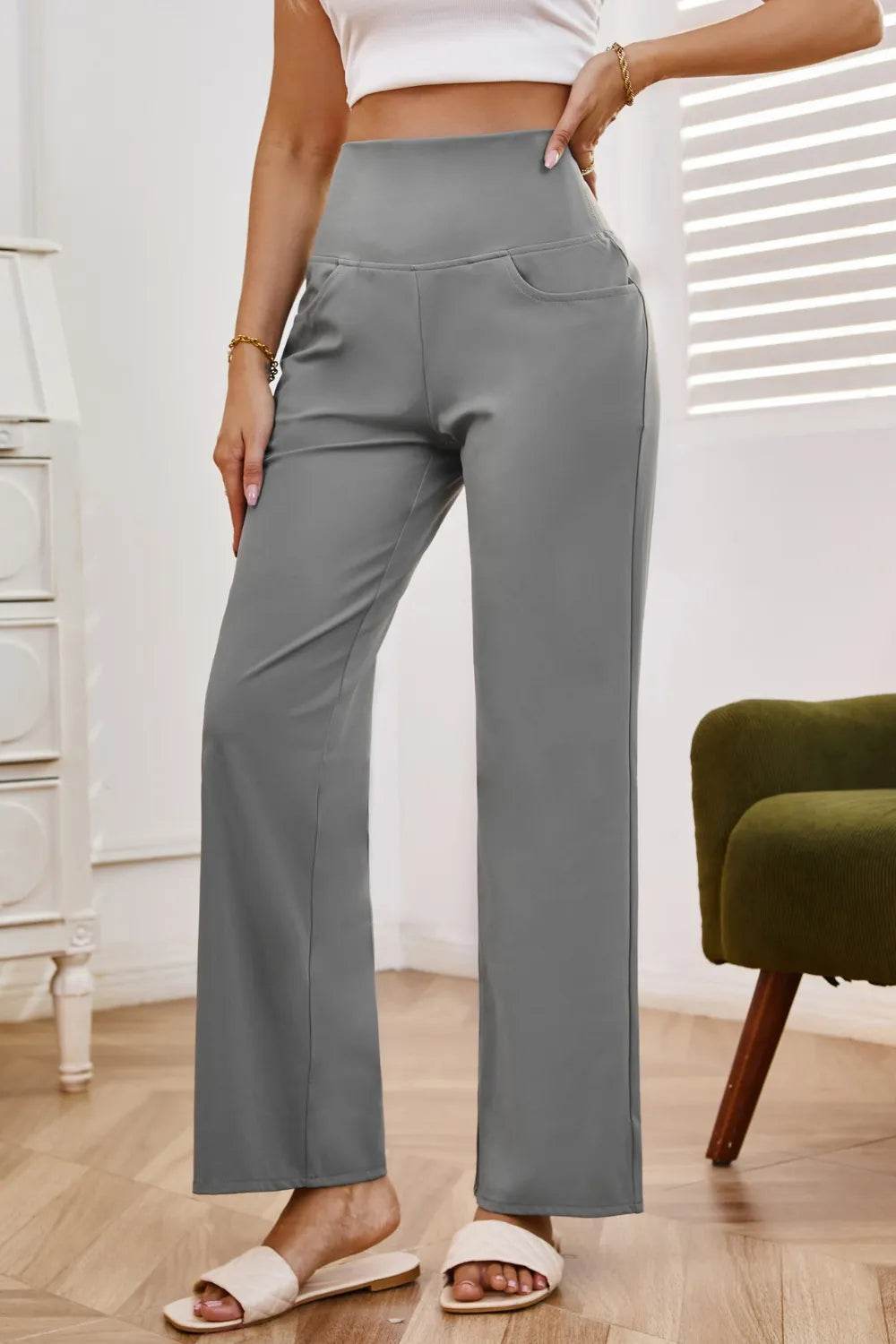 High Waist Wide Leg Pants with Pockets Trendsi 99f052c1-01e3-47b2-bebd-9e717f574ac6-Max