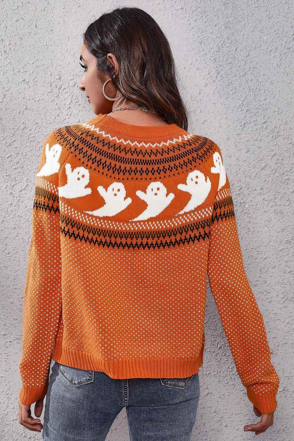 Ghost Pattern Round Neck Long Sleeve Sweater Trendsi 9a27db21f46e4fba9d59f056d08580ad-Max