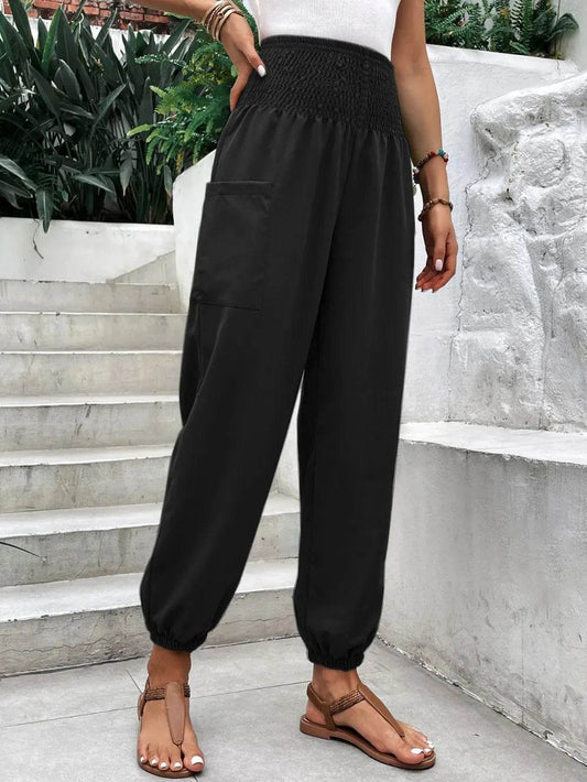 Smocked High Rise Joggers with Pockets Trendsi 9a67c23f-304f-4636-81ff-080dc9e62f38-Max
