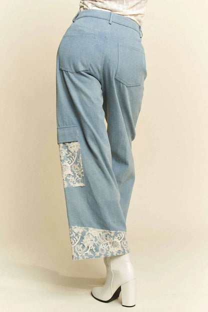 Davi & Dani Lace Applique Wide Leg Jeans Trendsi 9a847696-abbe-4e01-987e-7714739568c7-Max