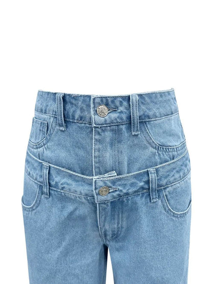 Faux Layered High Waist Jeans Trendsi 9a9283f3-81e2-4f03-9005-30f3398b21da-Max
