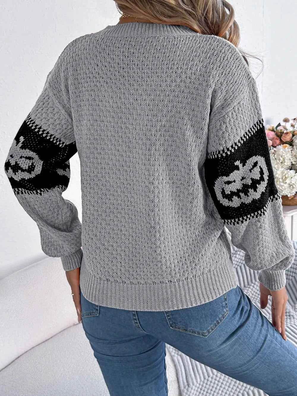 Pumpkin Round Neck Long Sleeve Sweater Trendsi 9af6772f-732c-42c6-b217-6373350fe79c-Max