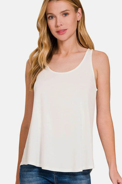 Zenana Round Neck Flowy Hem Tank Ivory Trendsi 9b0b414f-9cc6-43a7-9cf6-e40949de5e6a-Max