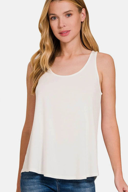 Zenana Round Neck Flowy Hem Tank Ivory Trendsi 9b0b414f-9cc6-43a7-9cf6-e40949de5e6a-Max