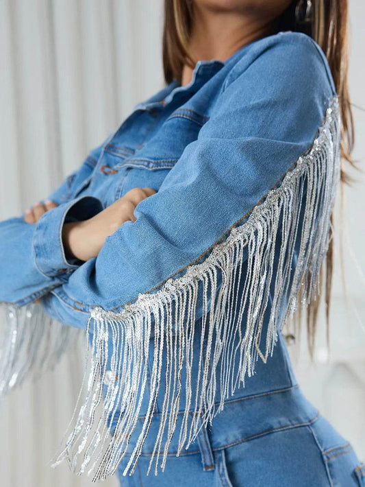 Fringe Half Button Long Sleeve Denim Jumpsuit Trendsi 9b127a02-3aaf-401f-8993-9a04b90e2116-Max
