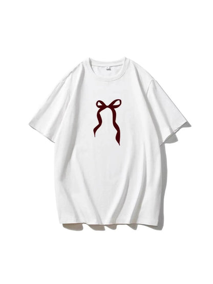 Plus Size Bow Round Neck Short Sleeve T-Shirt Trendsi 9b34448d03b74c7a907c27111f705a82-Max-Origin