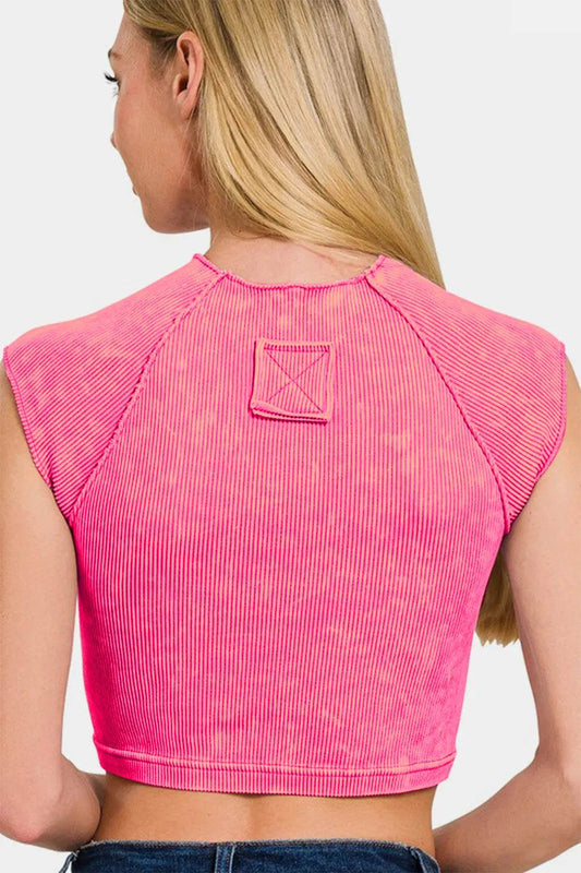 Zenana Ribbed Round Neck Cropped Top Trendsi 9b42e829-cdca-4308-922a-79a8e06f0555-Max