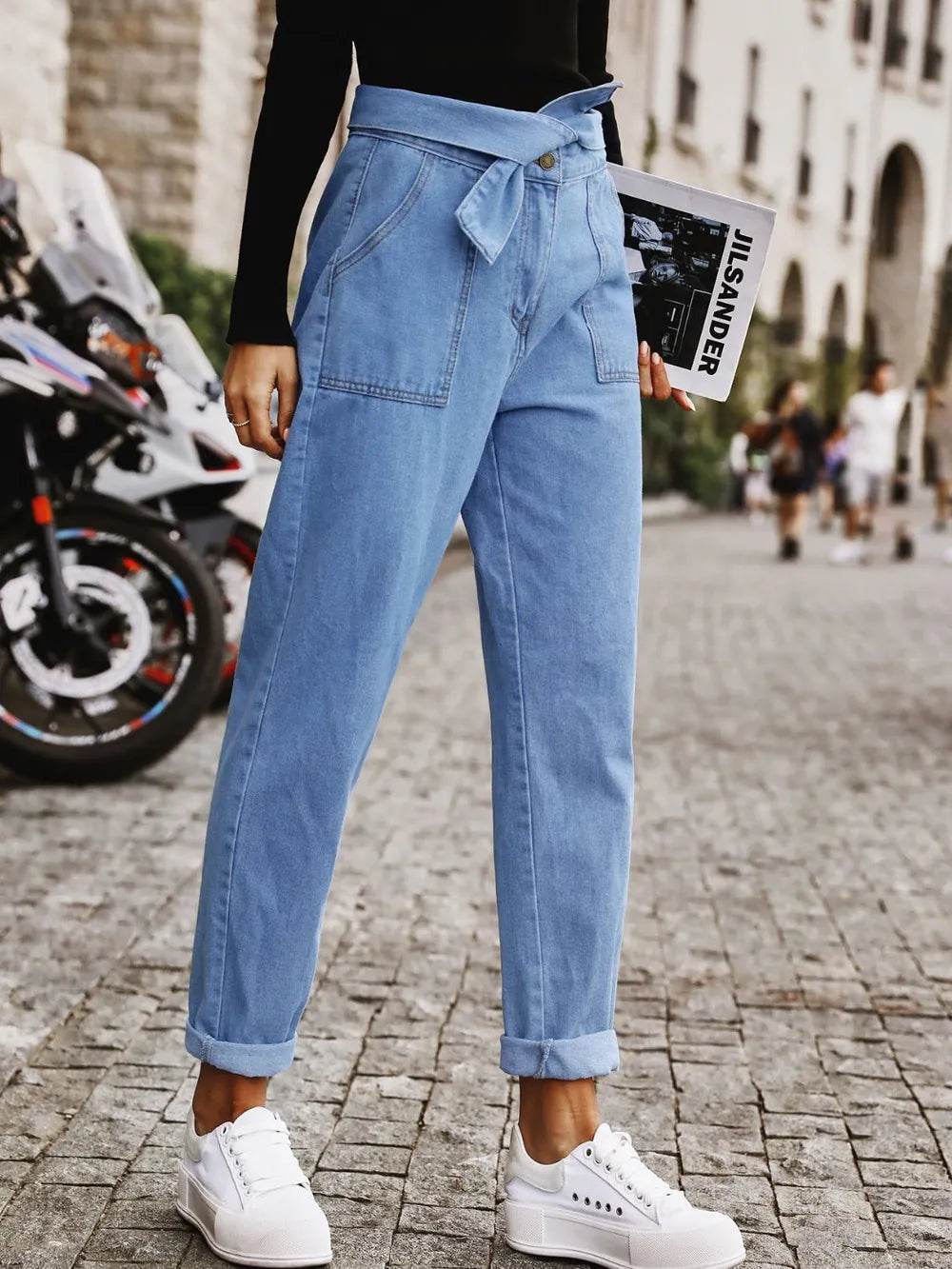 Tied Straight Jeans with Pockets Trendsi 9b7f227d-74ec-42f7-970e-af6e78585974-Max