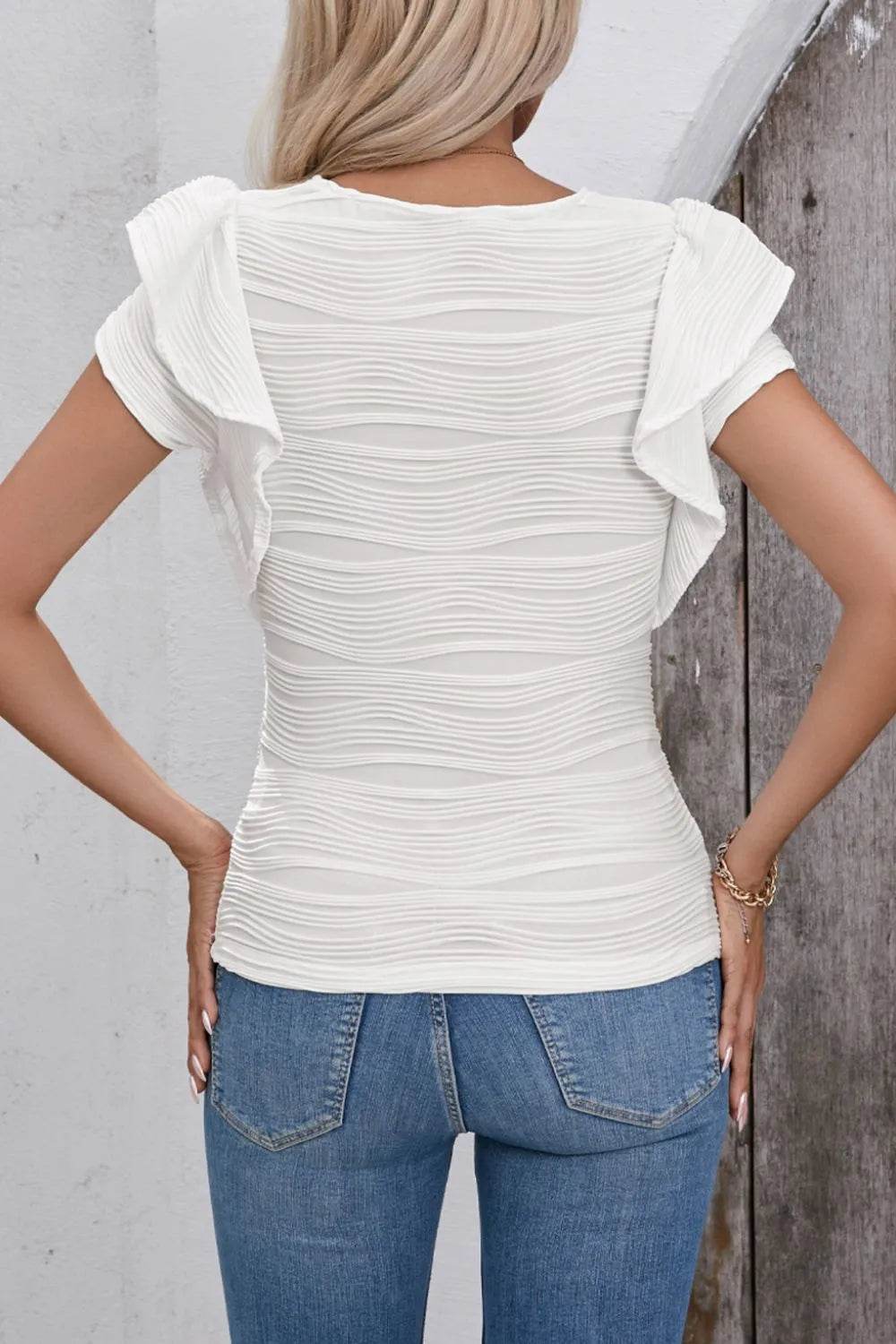 Ruffled Round Neck Textured Top Trendsi 9baff036-0856-4ab8-b12c-07c406408d51-Max-Origin