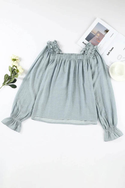Frill Trim Flounce Sleeve Blouse Trendsi 9be251712e524022badd2ac9561bcb36-Max