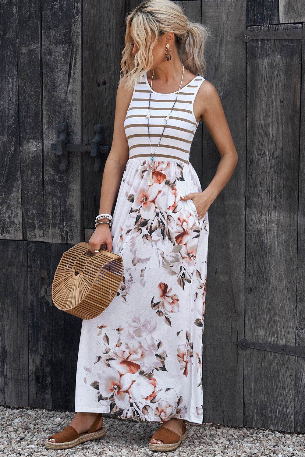 Striped Floral Round Neck Sleeveless Maxi Dress Trendsi 9be5e42adb95481e83f5c2f0a60e6a51-Max