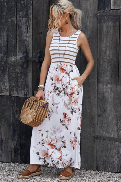 Striped Floral Round Neck Sleeveless Maxi Dress Trendsi 9be5e42adb95481e83f5c2f0a60e6a51-Max