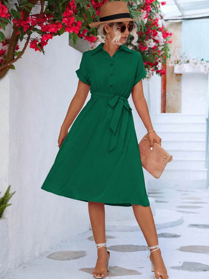 Buttoned Tie Waist Short Sleeve Dress Trendsi 9c40d592-291d-4b6a-9d8c-56238b1030dd-Max