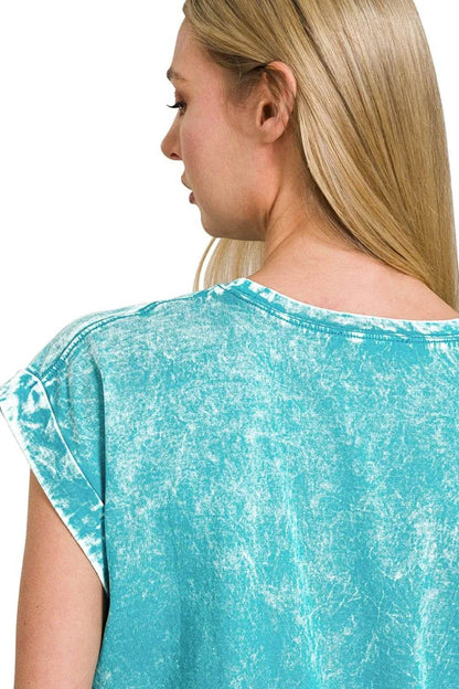 Zenana Crinkle Washed Round Neck Folded Short Sleeve Tee Trendsi 9c4c0084-7a6e-4870-a4d1-074eac3bdc8d-Max-Origin