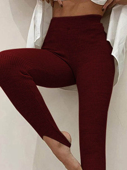 Ribbed Mid Waist Leggings Trendsi 9c531452c07340f3baa8cdc5570eefe9-Max