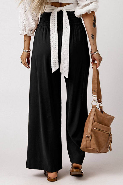 Drawstring Smocked Waist Wide Leg Pants Trendsi 9cc6096db4e04715ac6f8cdb42c8cd5a-Max