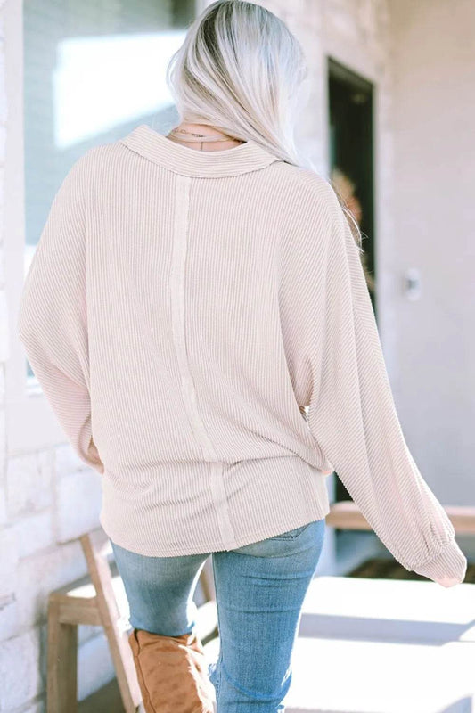 Collared Neck Half Button Long Sleeve Blouse Trendsi 9cf41896751e4663bc5fda9e7930177a-Max